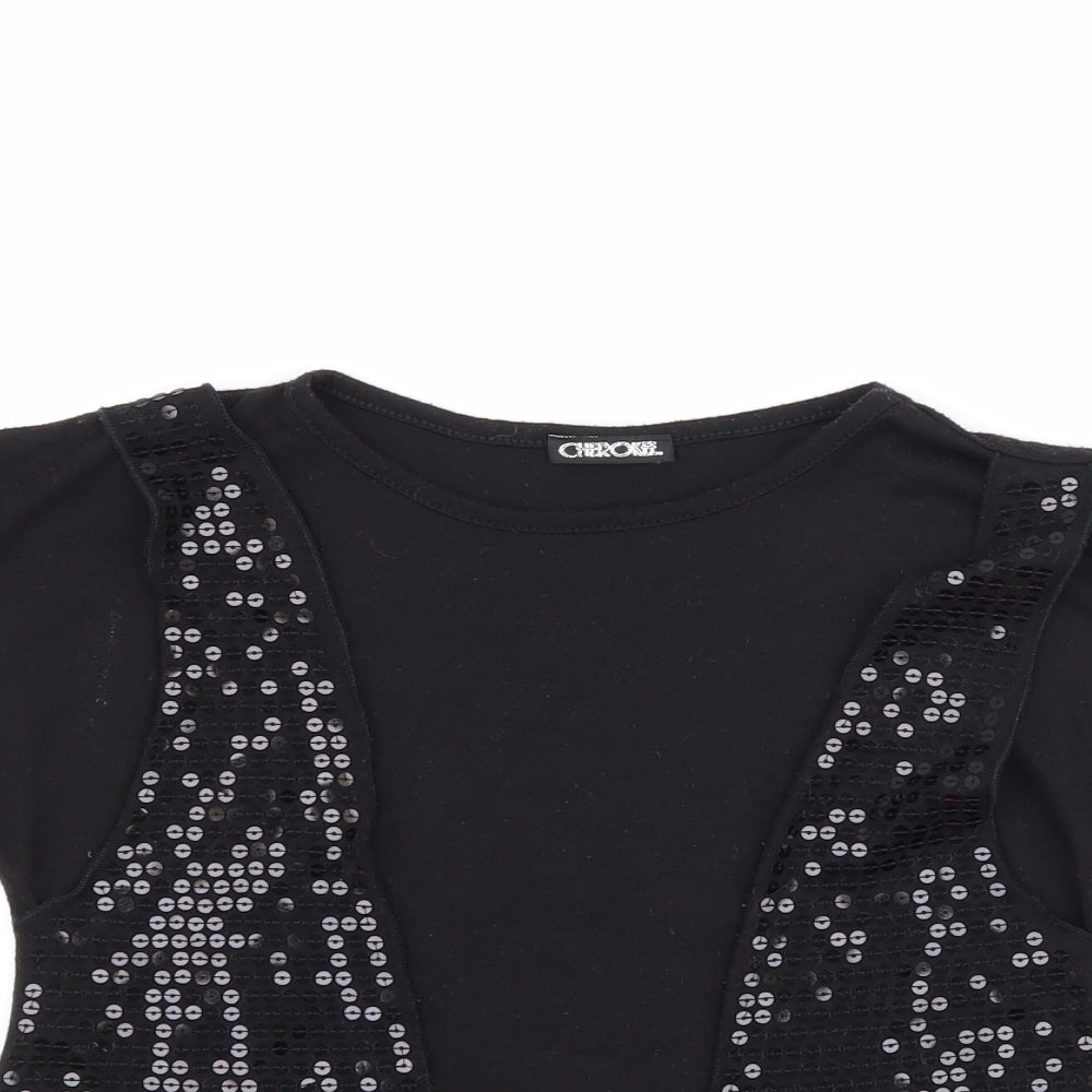 Cherokee Girls Black   Basic T-Shirt Size 6-7 Years