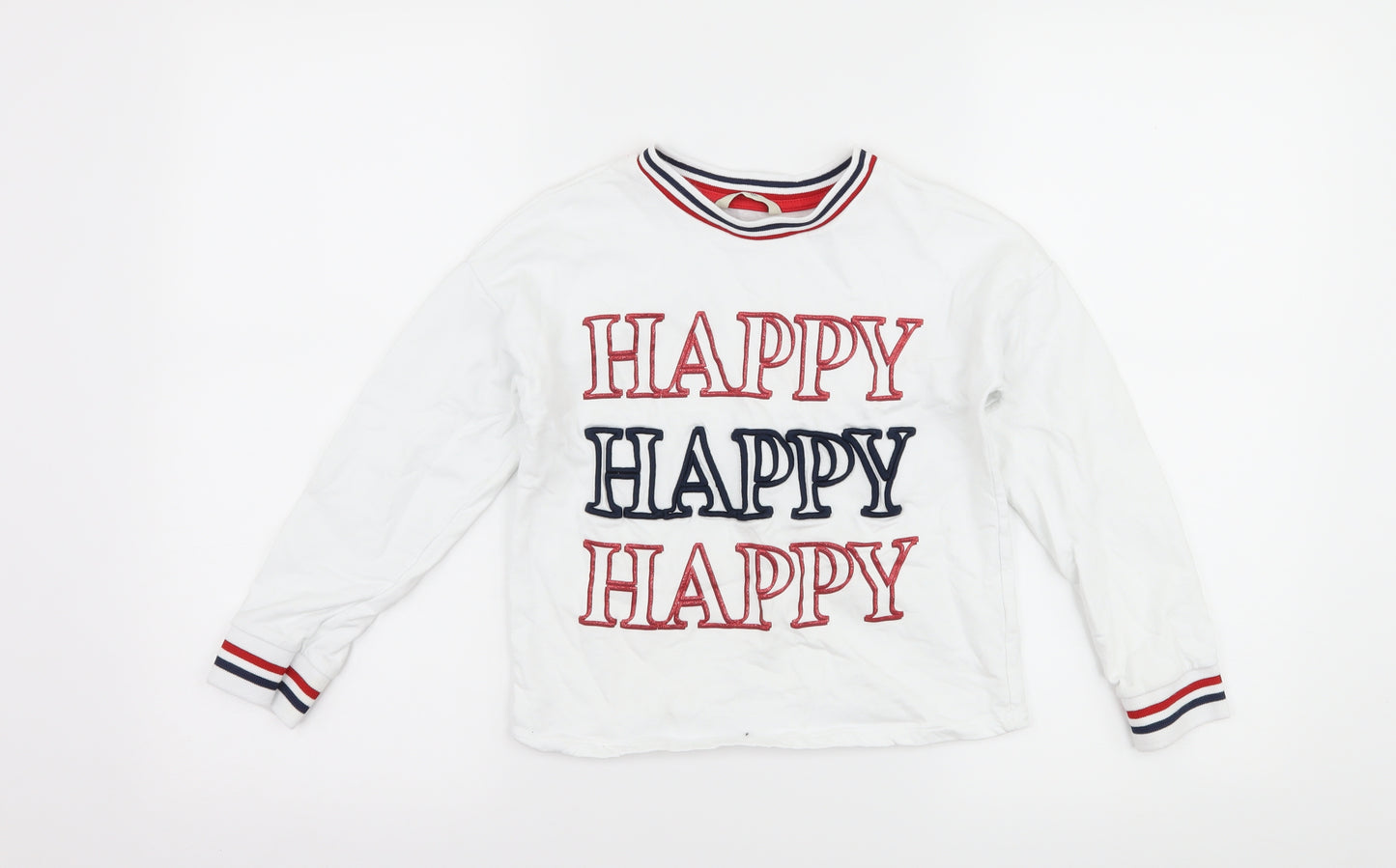George Boys White   Pullover Sweatshirt Size 8-9 Years  - happy