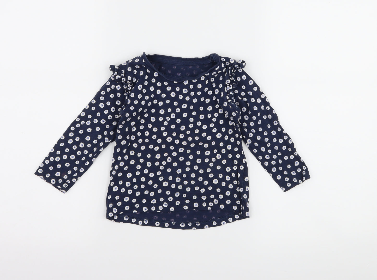 Matalan Girls Blue Floral  Basic T-Shirt Size 18-24 Months