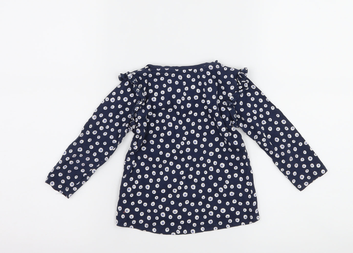 Matalan Girls Blue Floral  Basic T-Shirt Size 18-24 Months