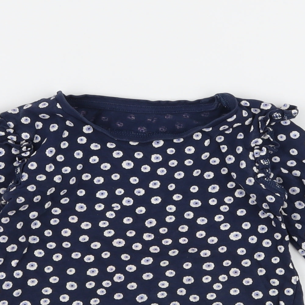 Matalan Girls Blue Floral  Basic T-Shirt Size 18-24 Months