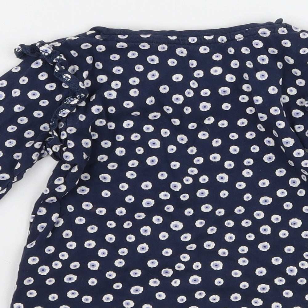 Matalan Girls Blue Floral  Basic T-Shirt Size 18-24 Months