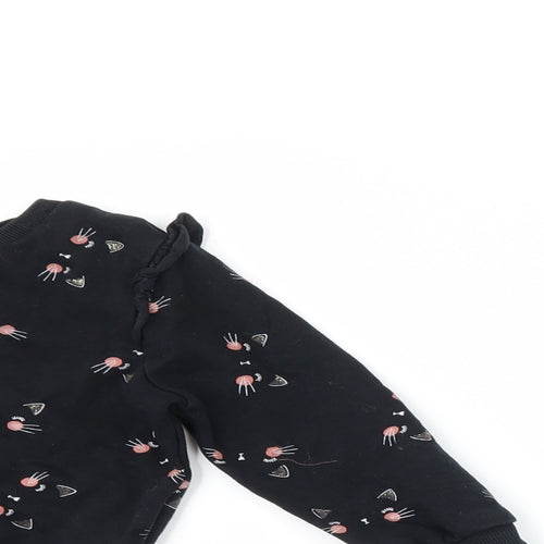 George Girls Black   Trousers Set Outfit/Set Size 18-24 Months  - Cat Print sweatshirt and jogger outfit