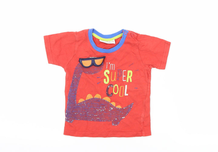 Lily & Jack Boys Red Basic T-Shirt Size 12-18 Months - DInosaur