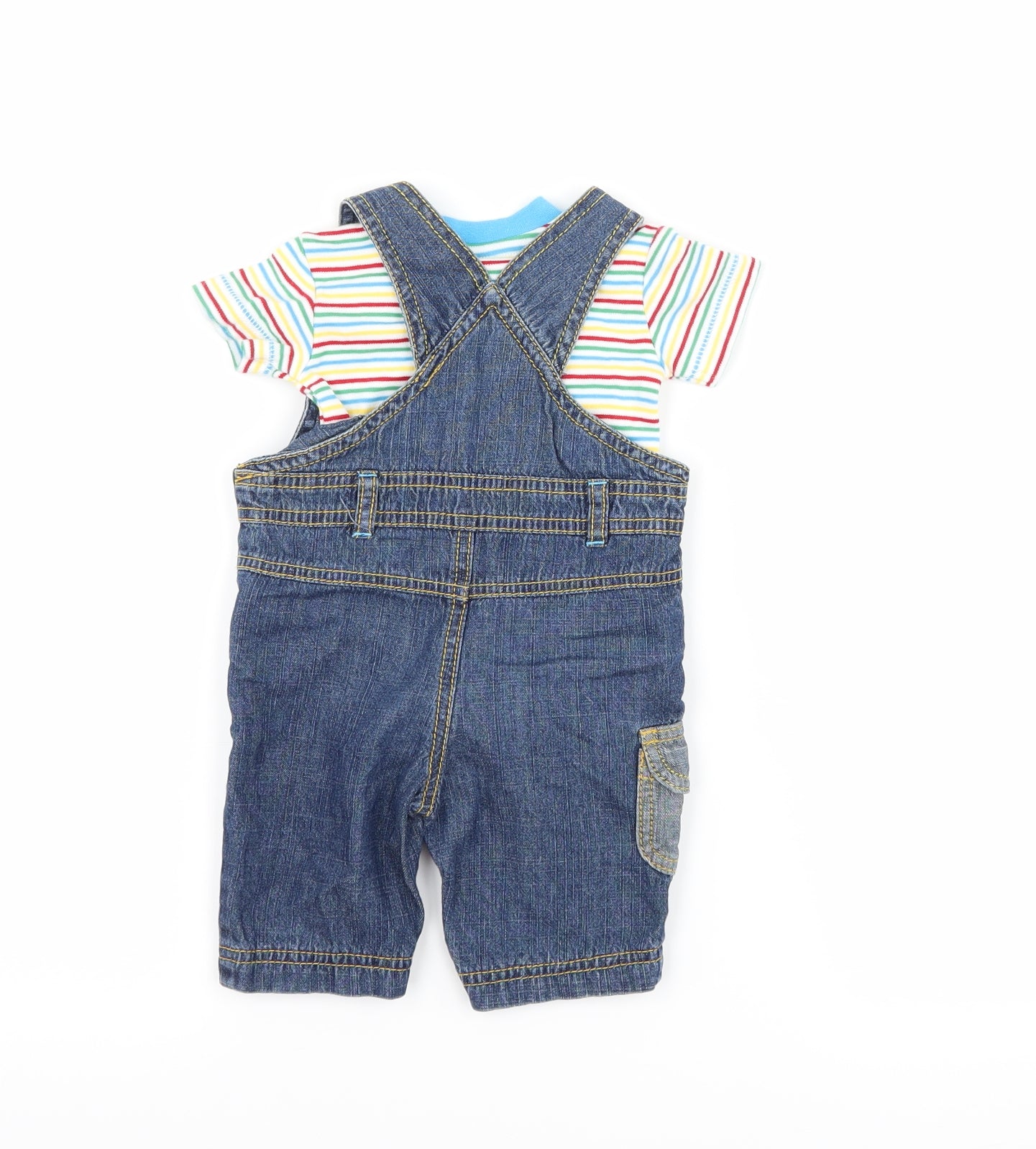George Baby Blue Spotted  Dungaree Outfit/Set Size Newborn