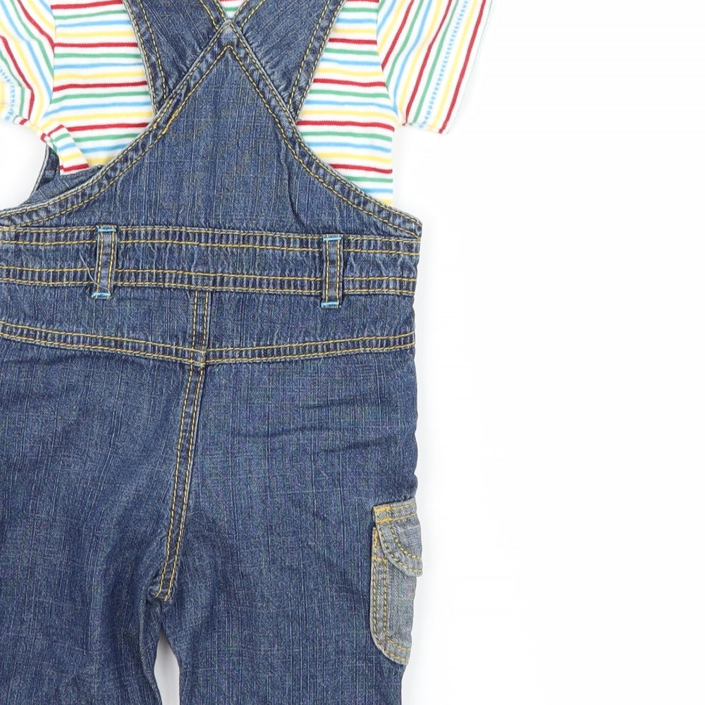 George Baby Blue Spotted  Dungaree Outfit/Set Size Newborn