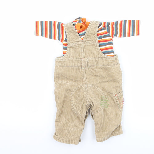 George Boys Brown Striped Corduroy Dungaree Outfit/Set Size Newborn  - Woodland Animals