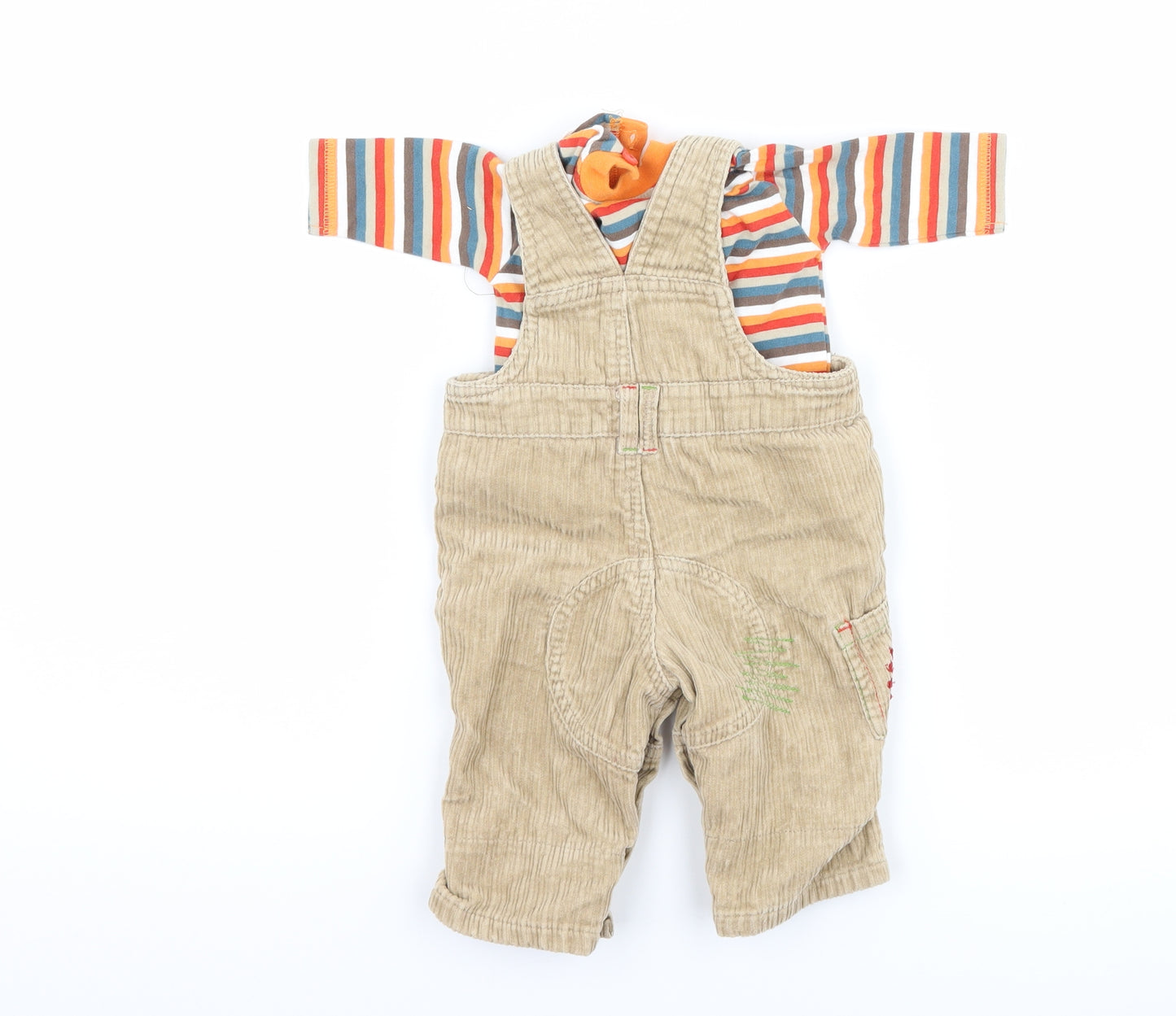 George Boys Brown Striped Corduroy Dungaree Outfit/Set Size Newborn  - Woodland Animals