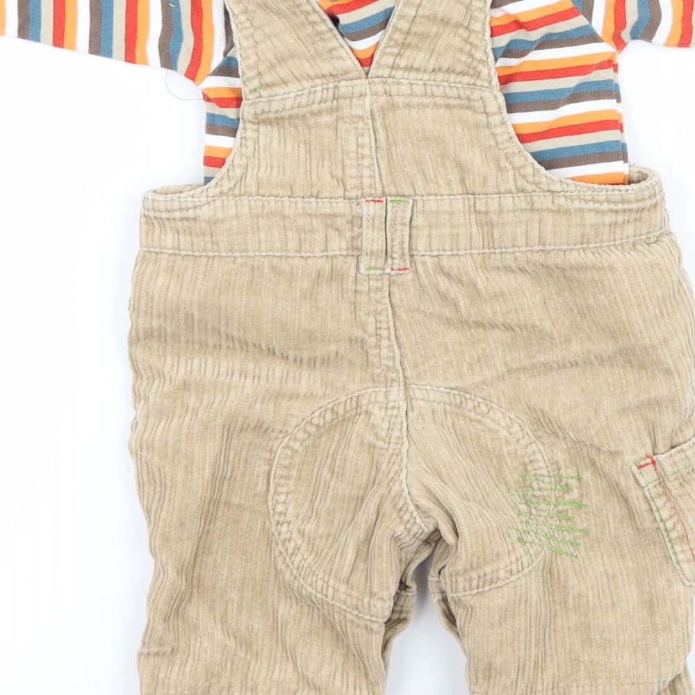 George Boys Brown Striped Corduroy Dungaree Outfit/Set Size Newborn  - Woodland Animals