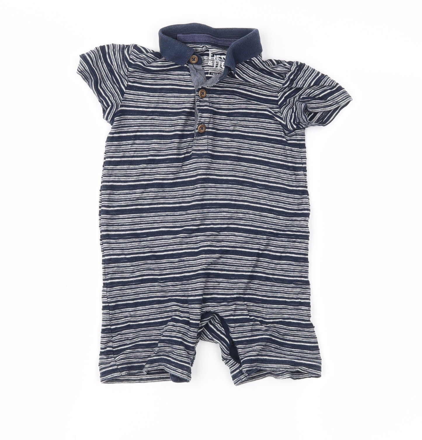 Fred & flo Boys Blue Striped  Romper One-Piece Size 18-24 Months