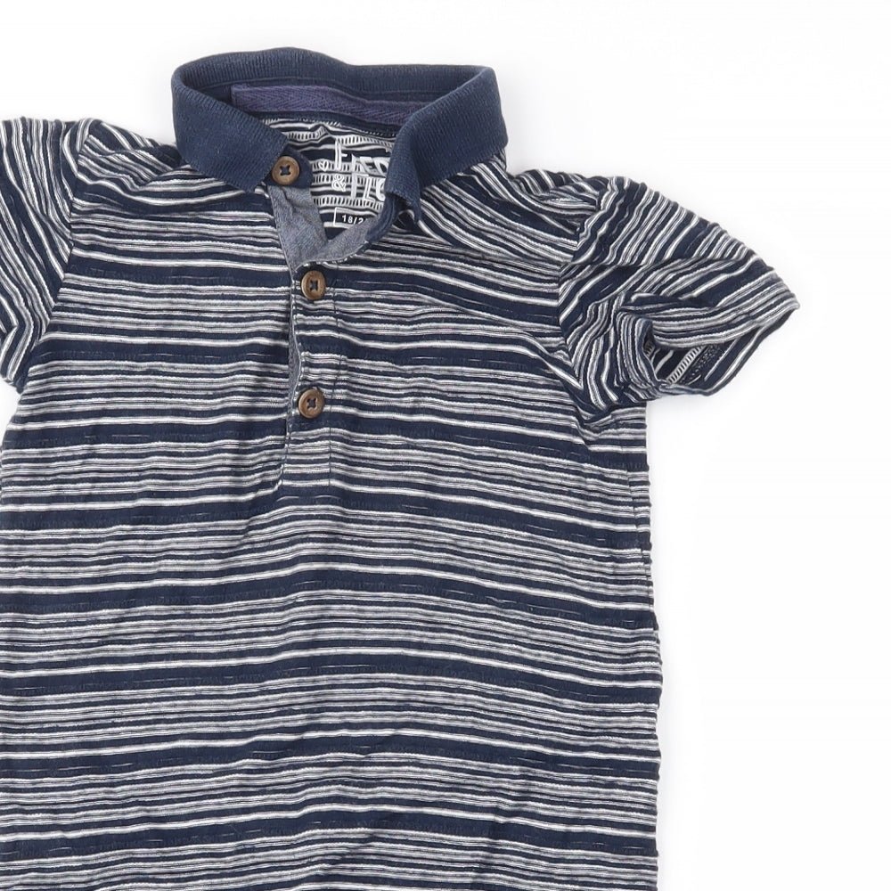 Fred & flo Boys Blue Striped  Romper One-Piece Size 18-24 Months
