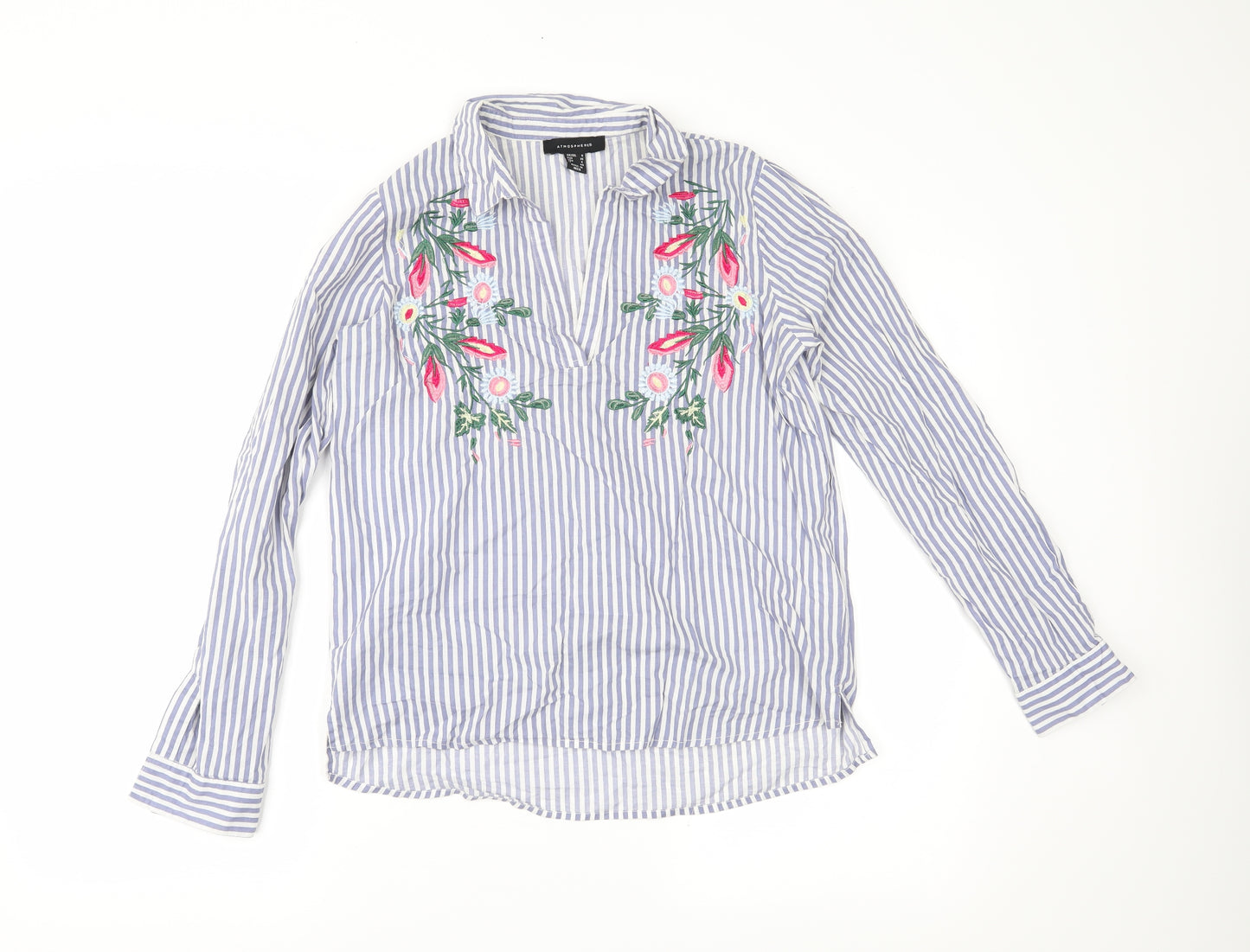 Atmosphere Womens Blue Floral  Basic Blouse Size 8