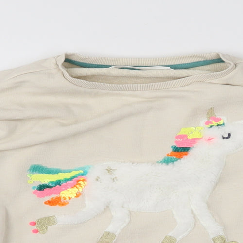 M&S Girls Beige Batik  Henley Jumper Size 5-6 Years
