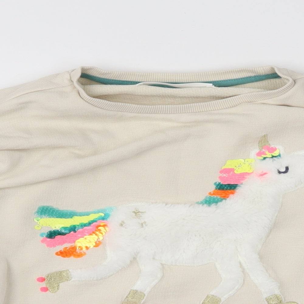 M&S Girls Beige Batik  Henley Jumper Size 5-6 Years