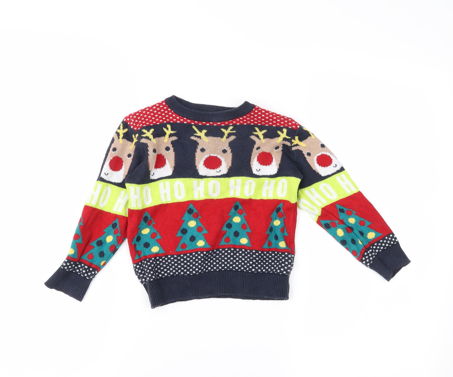 F&F Boys Blue Striped  Pullover Jumper Size 2-3 Years  - CHRISTMAS