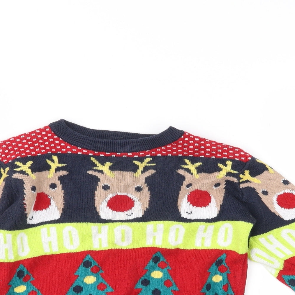 F&F Boys Blue Striped  Pullover Jumper Size 2-3 Years  - CHRISTMAS