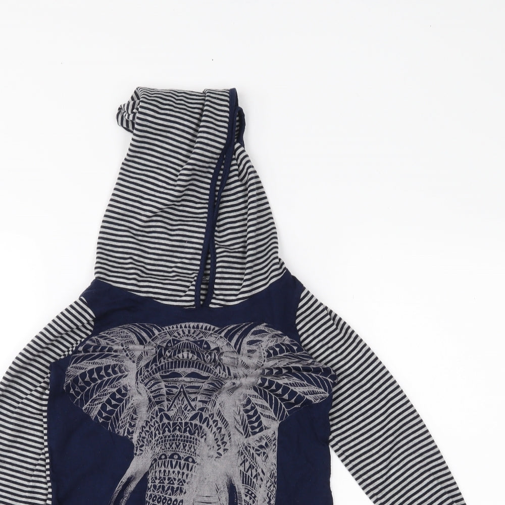 Gypsy Womens Blue Striped  Pullover Hoodie Size S