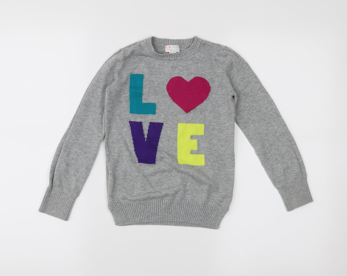 Place Girls Grey Colourblock  Pullover Jumper Size 5-6 Years