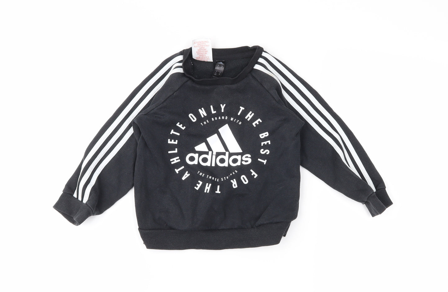 adidas Boys Black Striped  Pullover Jumper Size 18-24 Months