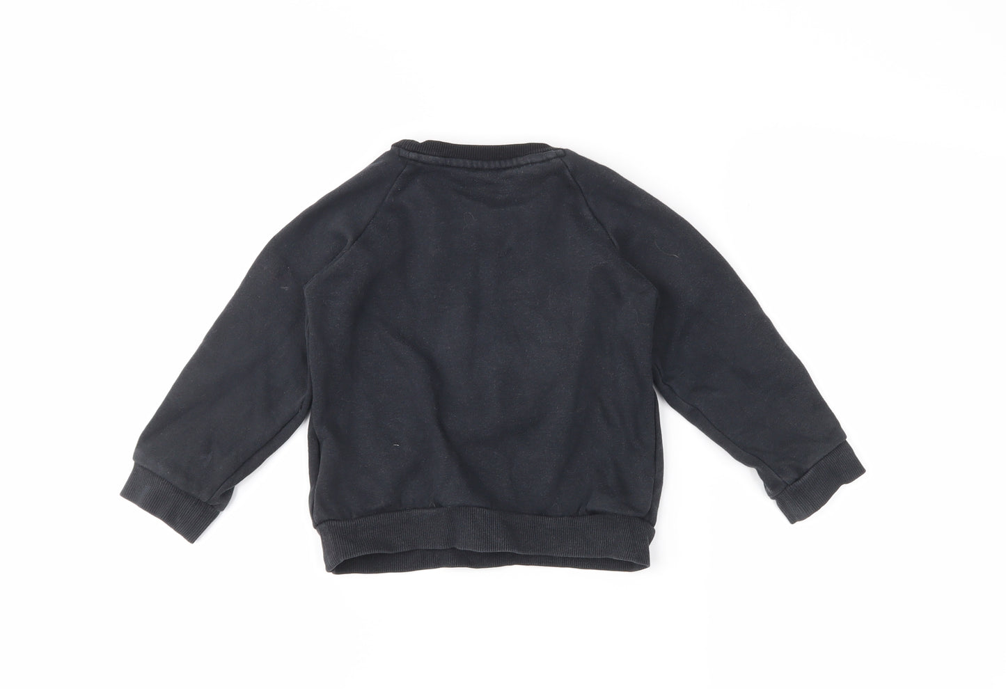 adidas Boys Black Striped  Pullover Jumper Size 18-24 Months
