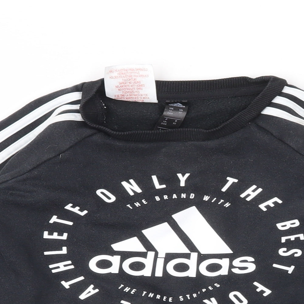 adidas Boys Black Striped  Pullover Jumper Size 18-24 Months