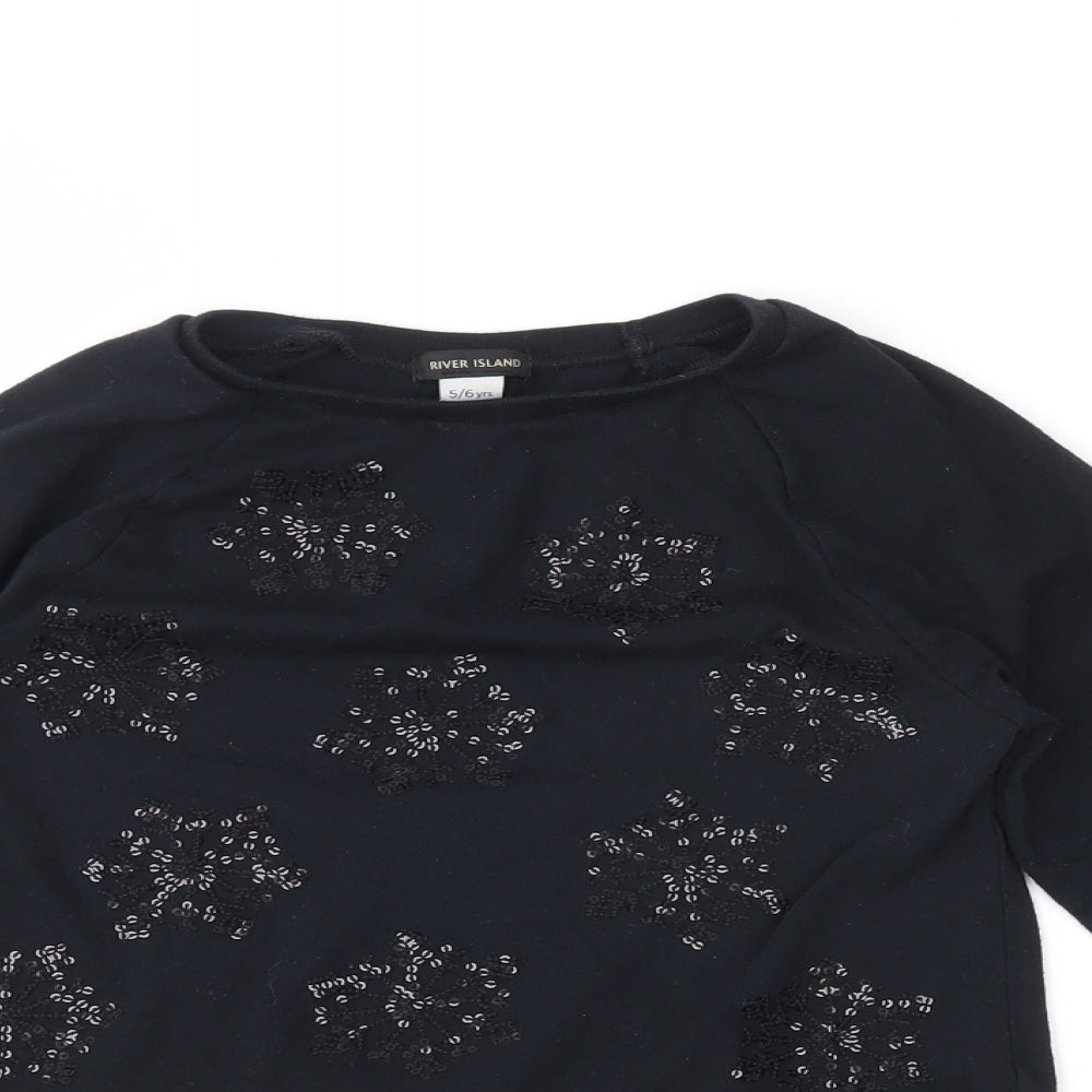River Island Girls Black   Basic T-Shirt Size 5-6 Years