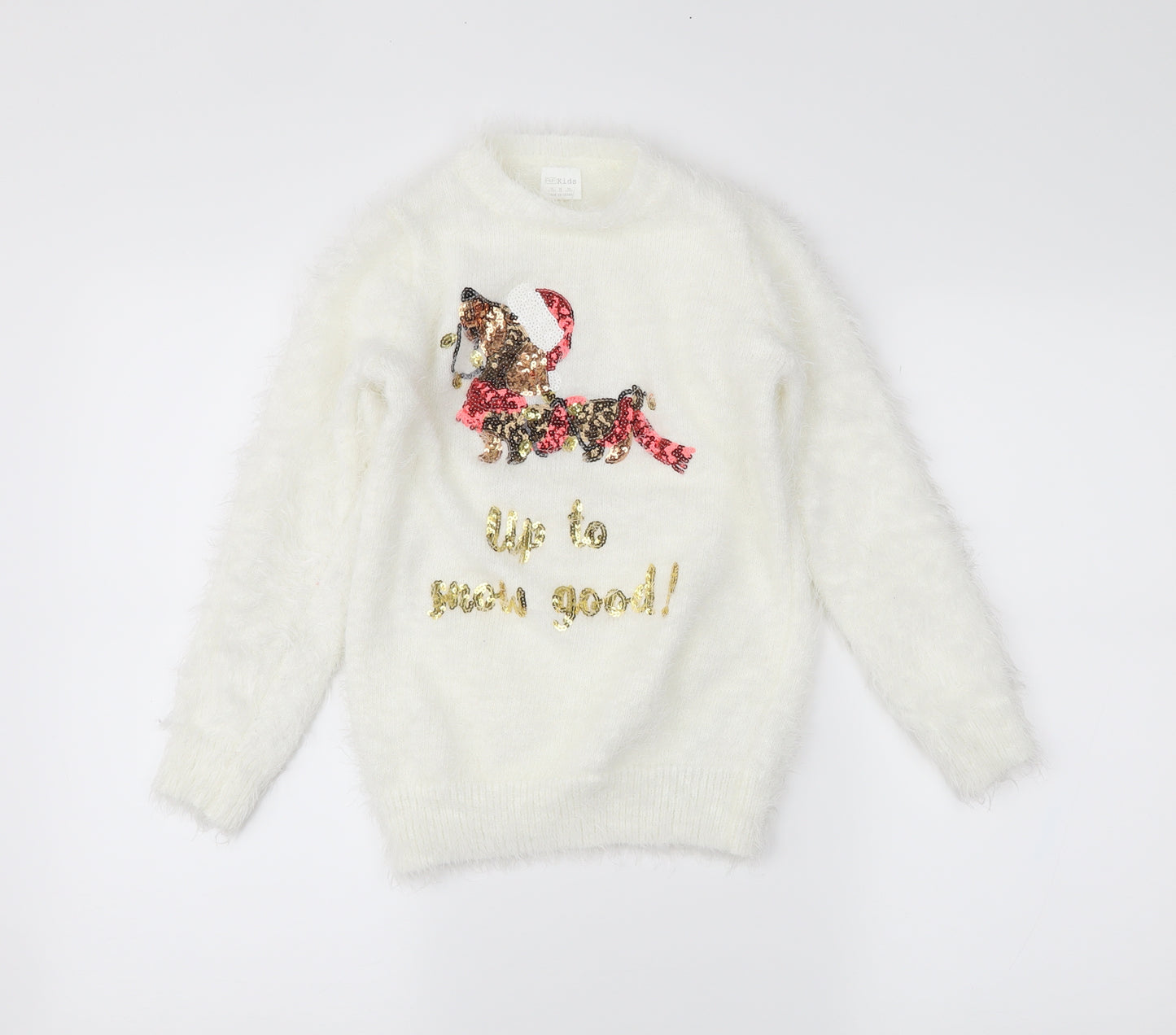 F&F Kids Girls White   Pullover Jumper Size 9-10 Years  - christmas