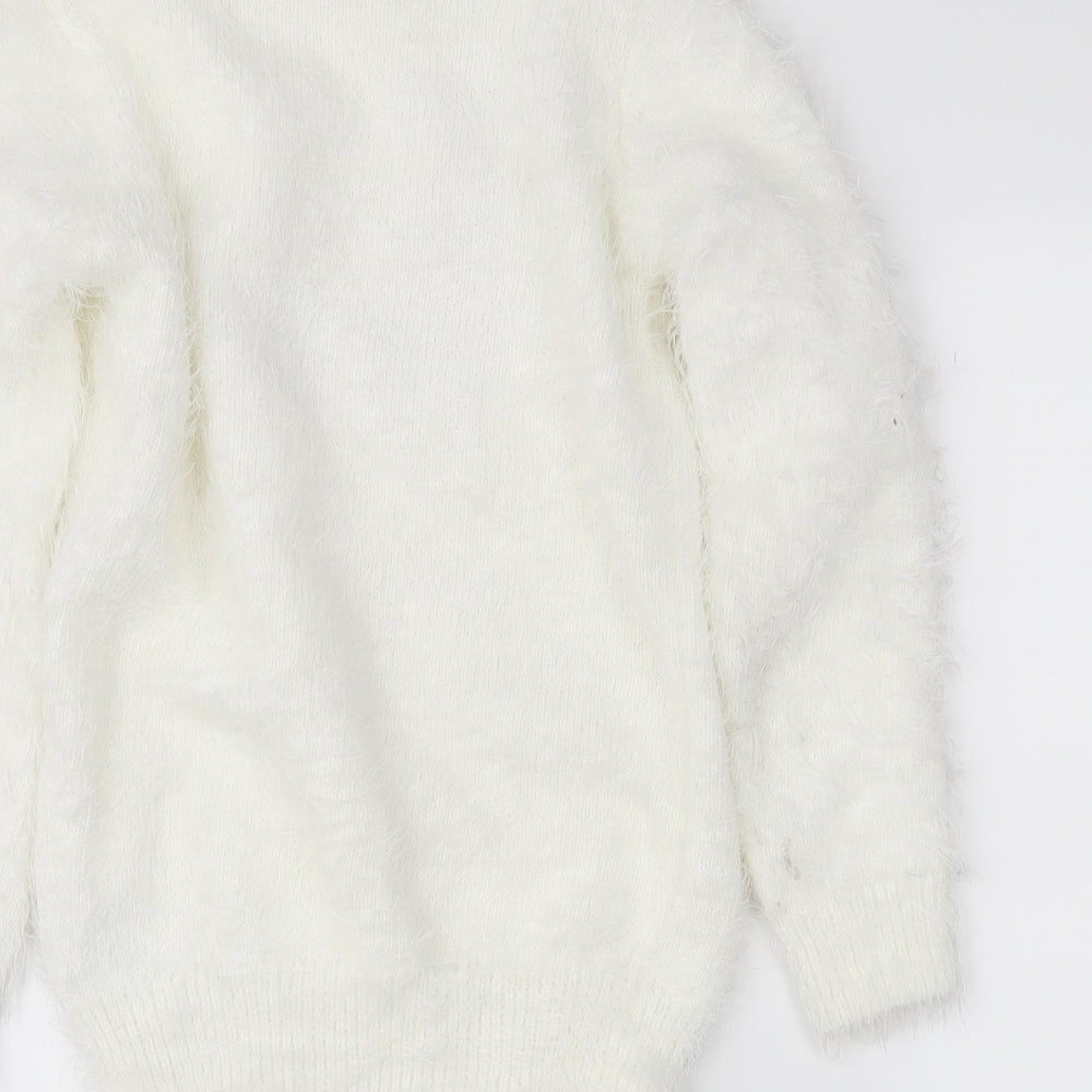 F&F Kids Girls White   Pullover Jumper Size 9-10 Years  - christmas