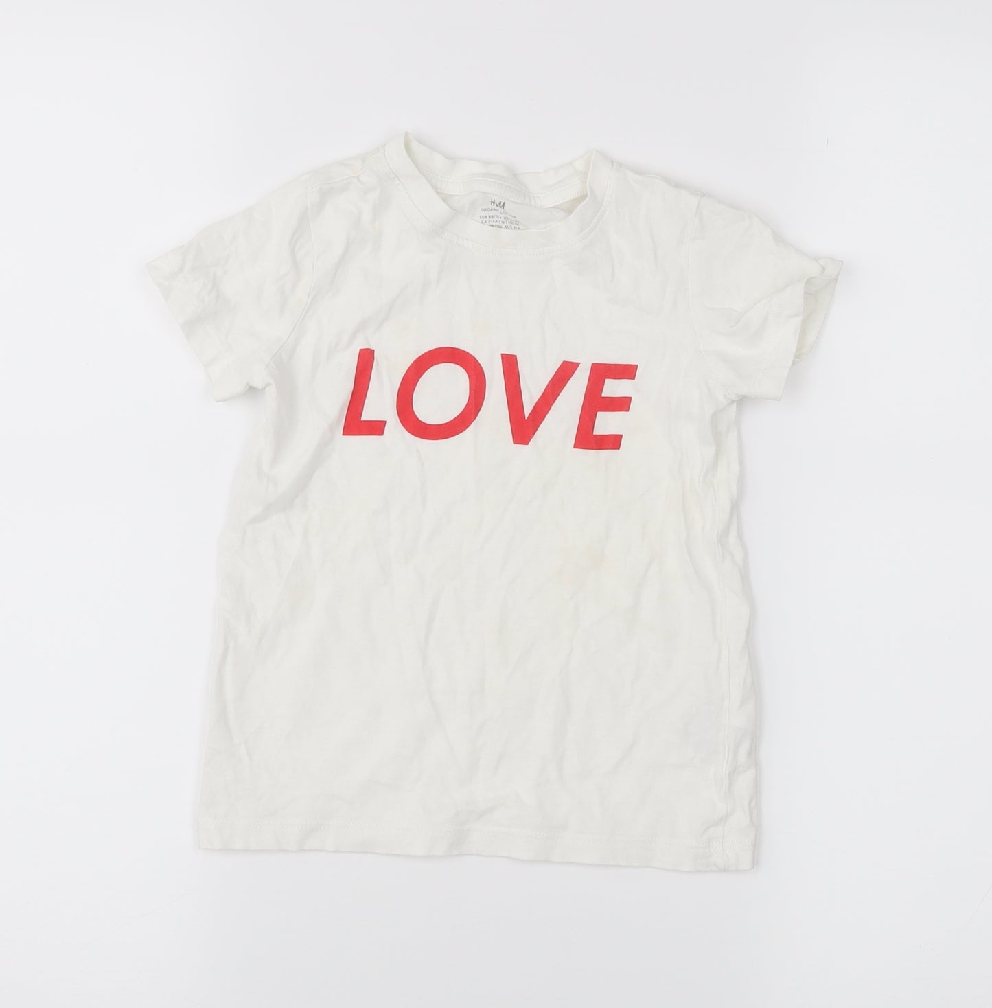 H&M Girls White   Pullover T-Shirt Size 3-4 Years