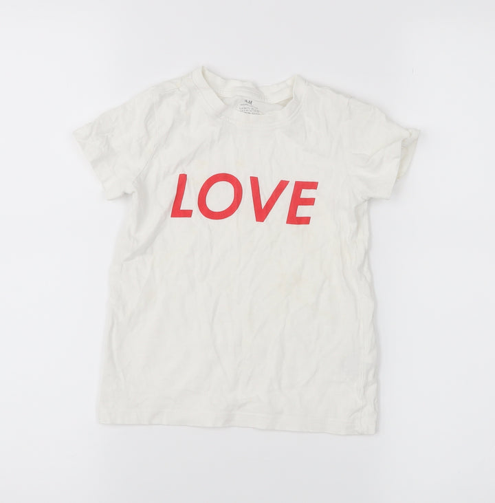 H&M Girls White   Pullover T-Shirt Size 3-4 Years