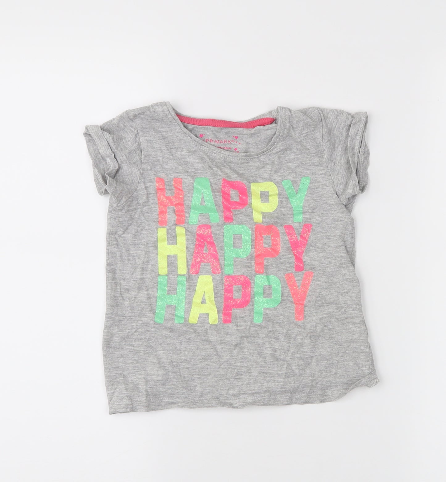 Primark Girls Grey   Basic T-Shirt Size 5-6 Years