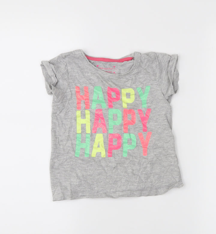 Primark Girls Grey   Basic T-Shirt Size 5-6 Years