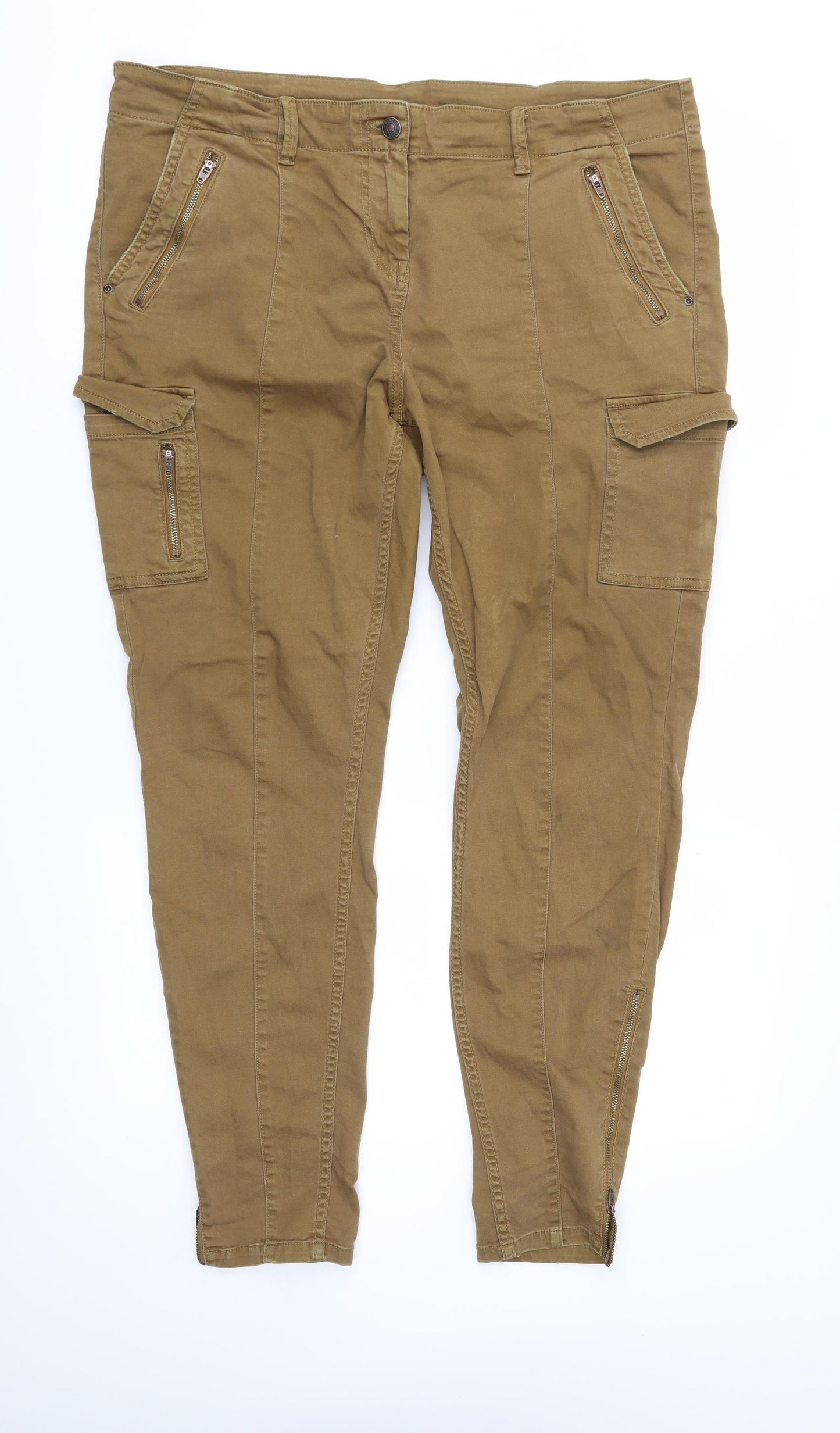 NEXT Womens Brown   Cargo Trousers Size 16 L28.5 in