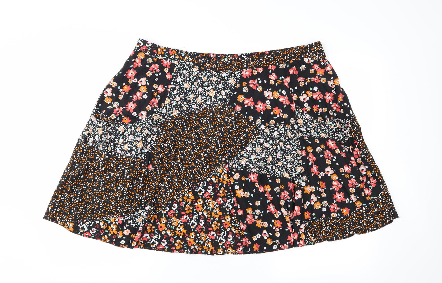 F&F Womens Black Floral  Flare Skirt Size 20