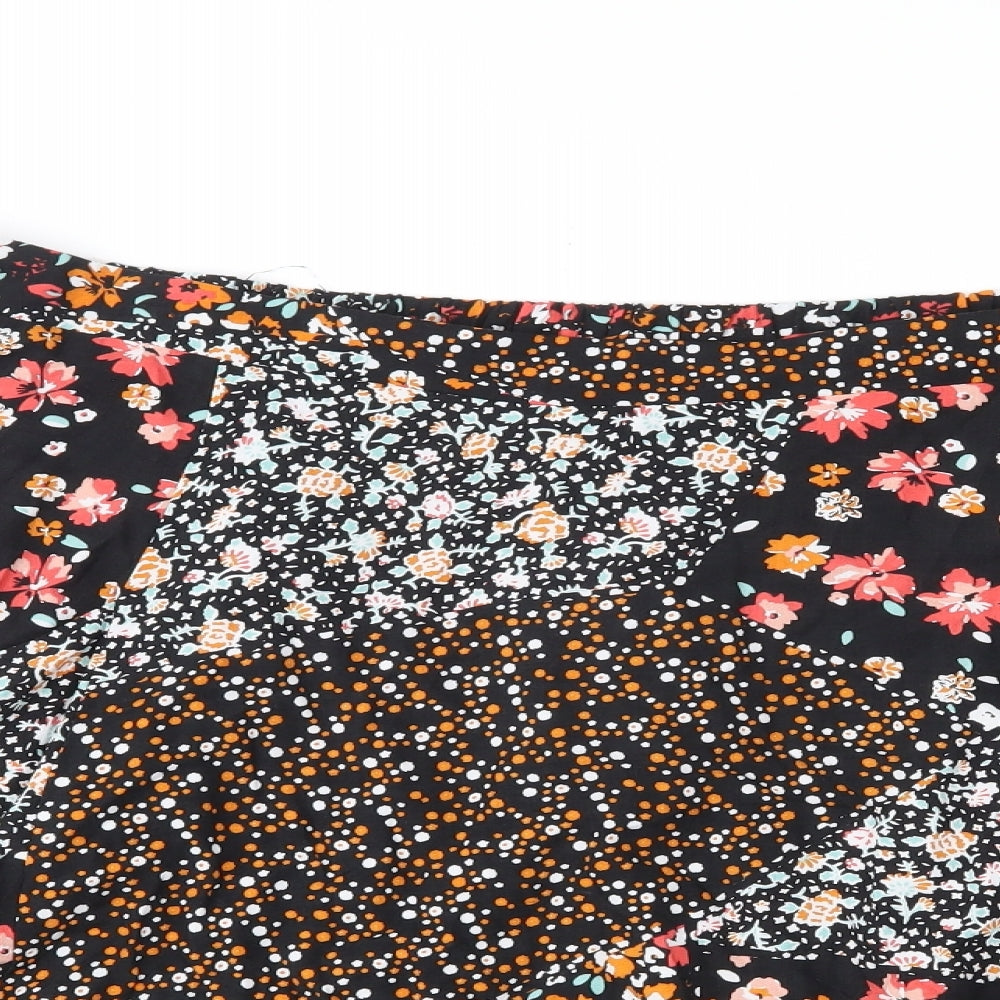 F&F Womens Black Floral  Flare Skirt Size 20