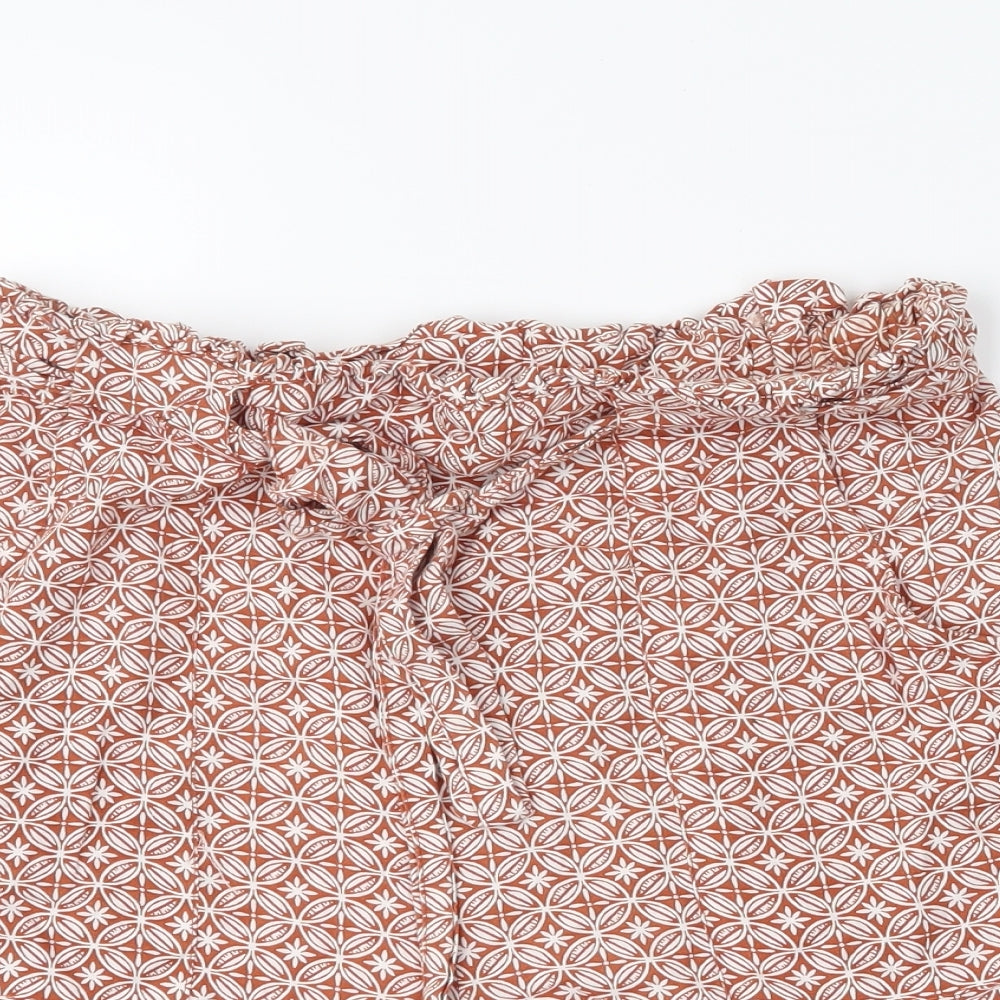 Primark Womens Orange Batik  Paperbag Shorts Size 10