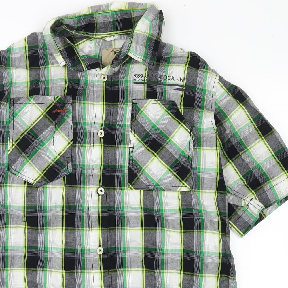 NEXT Mens Green Plaid   Button-Up Size L