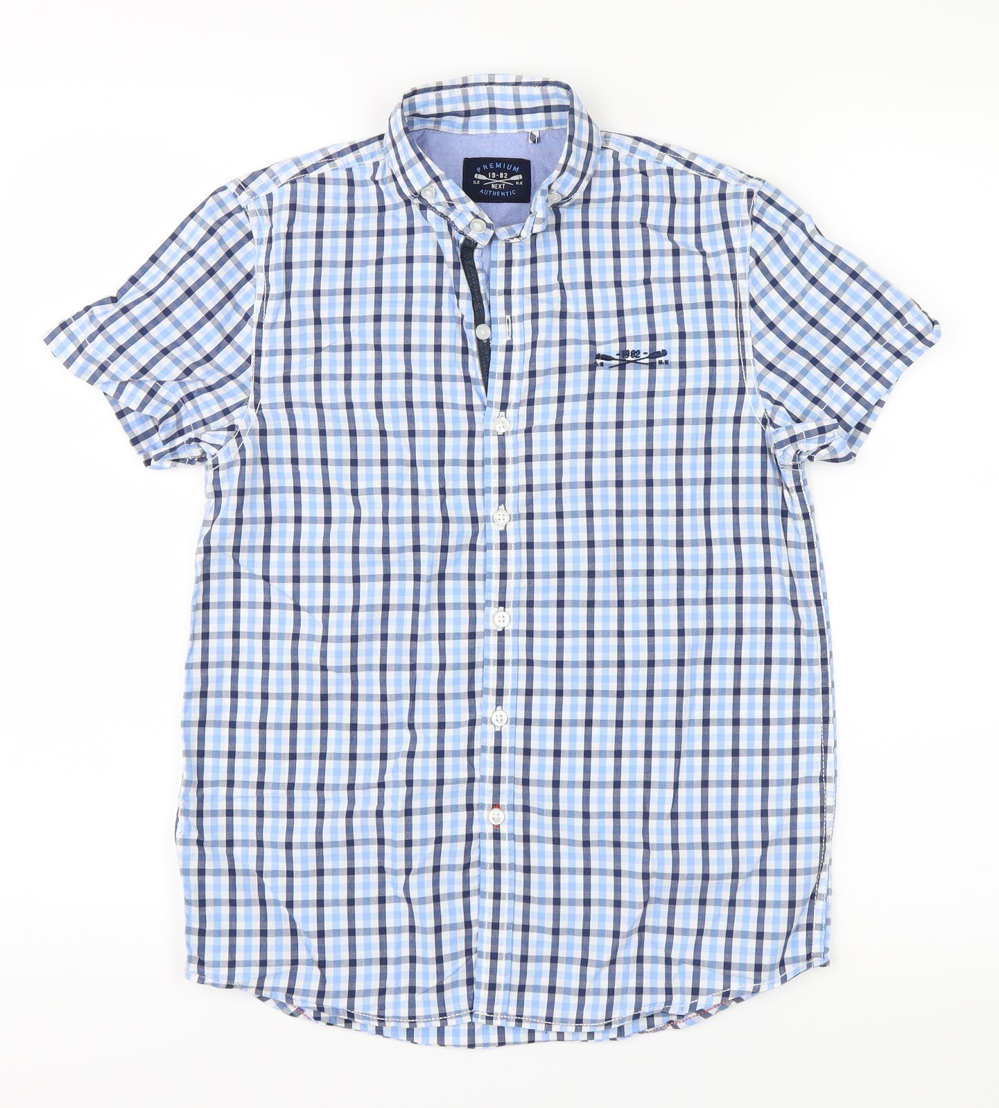 NEXT Boys Blue Plaid  Basic Button-Up Size 11 Years