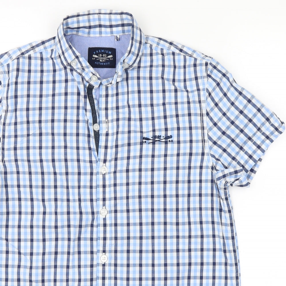 NEXT Boys Blue Plaid  Basic Button-Up Size 11 Years