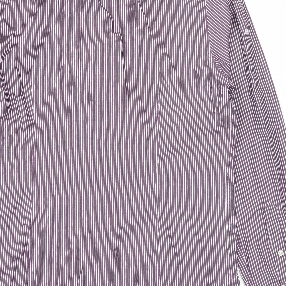 Burton Mens Purple Striped   Button-Up Size 14.5