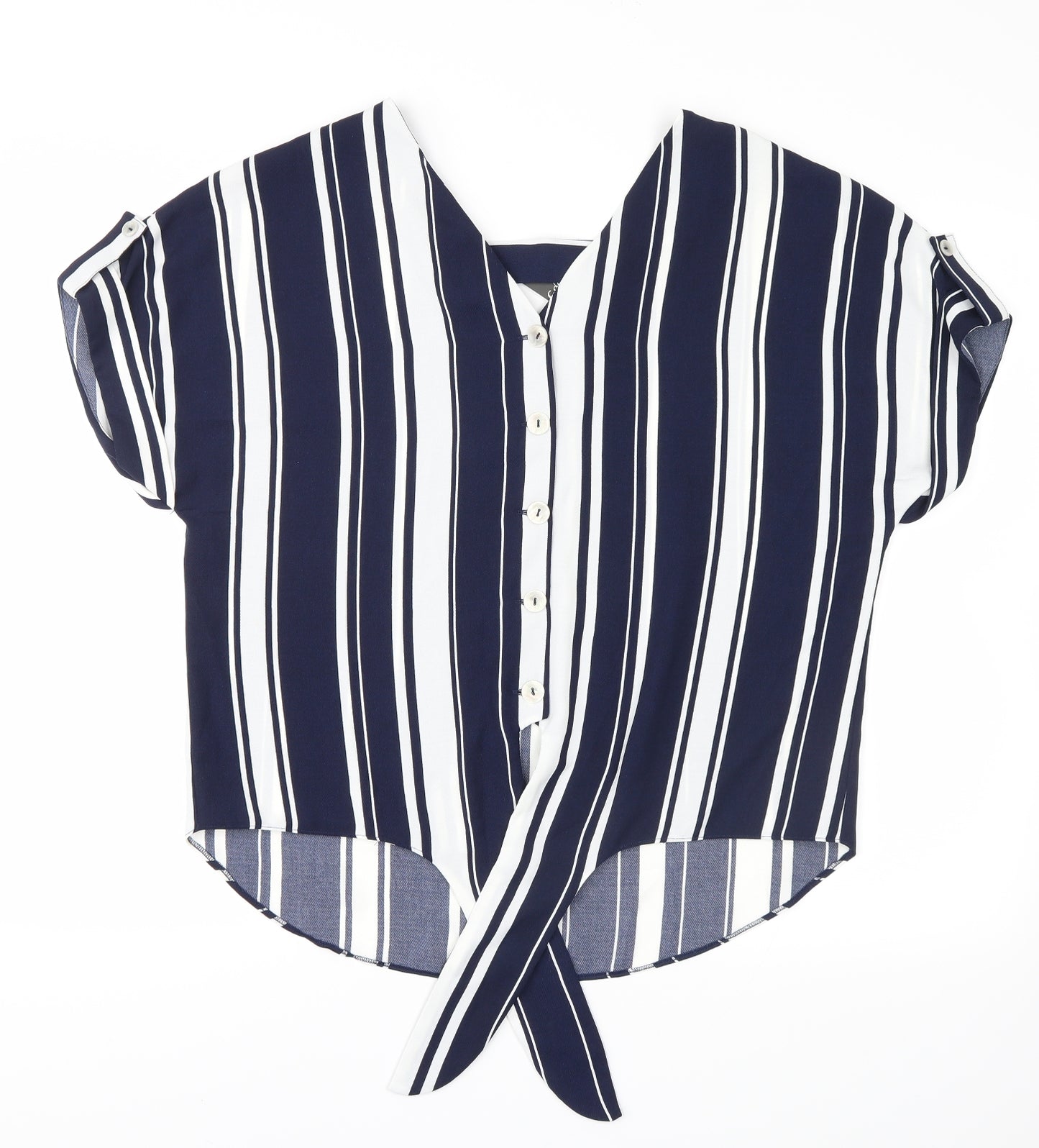 George Womens Blue Striped  Basic T-Shirt Size 12