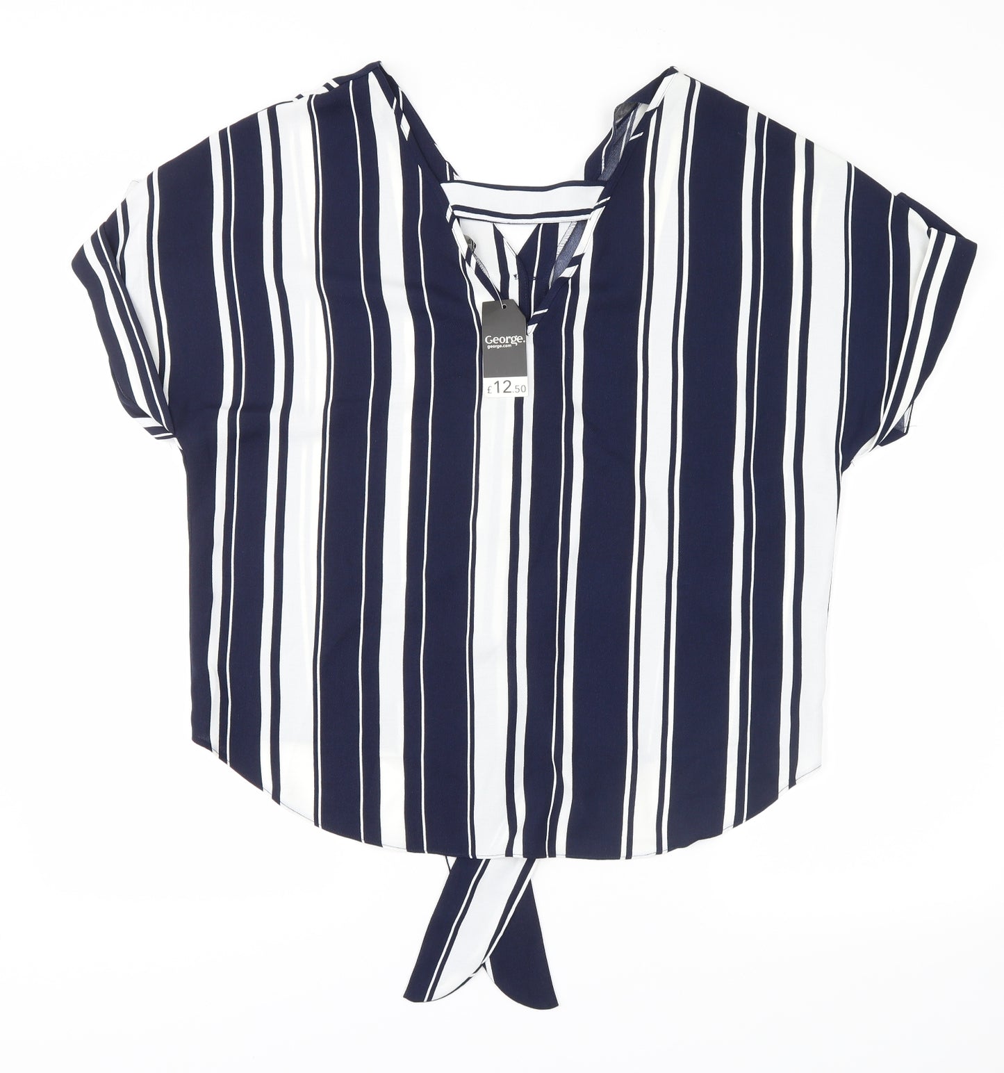George Womens Blue Striped  Basic T-Shirt Size 12