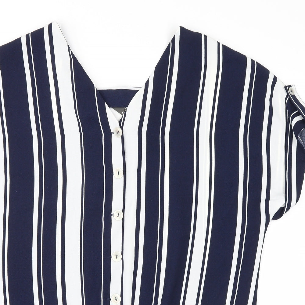George Womens Blue Striped  Basic T-Shirt Size 12