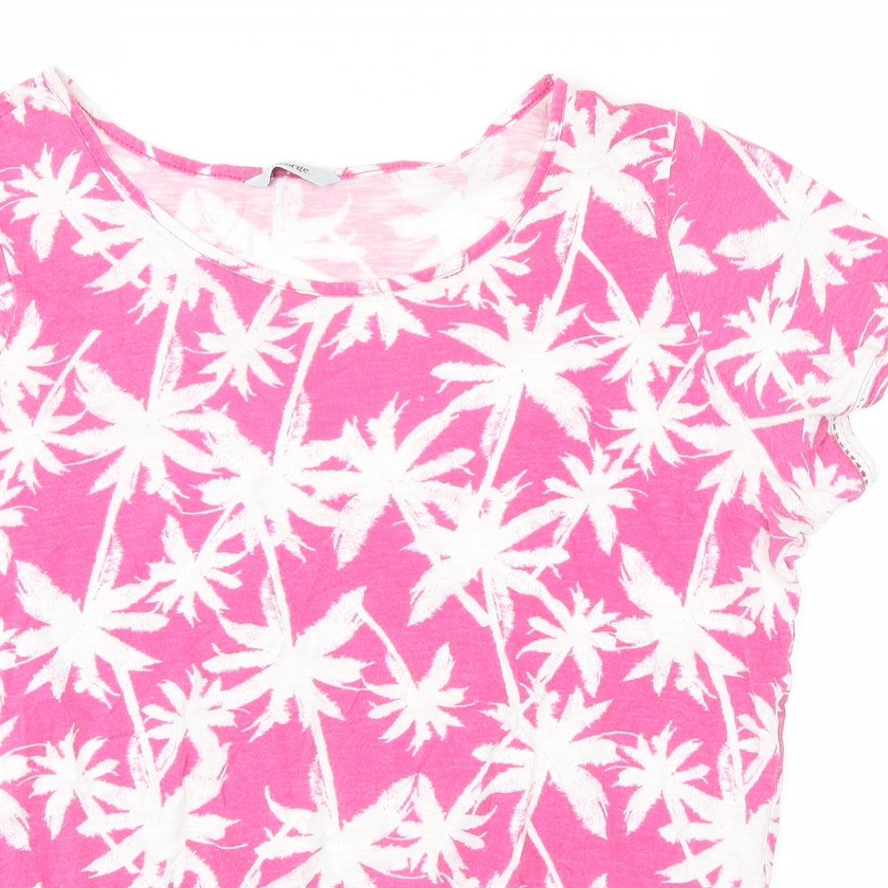 George Womens Pink Floral  Basic T-Shirt Size 14
