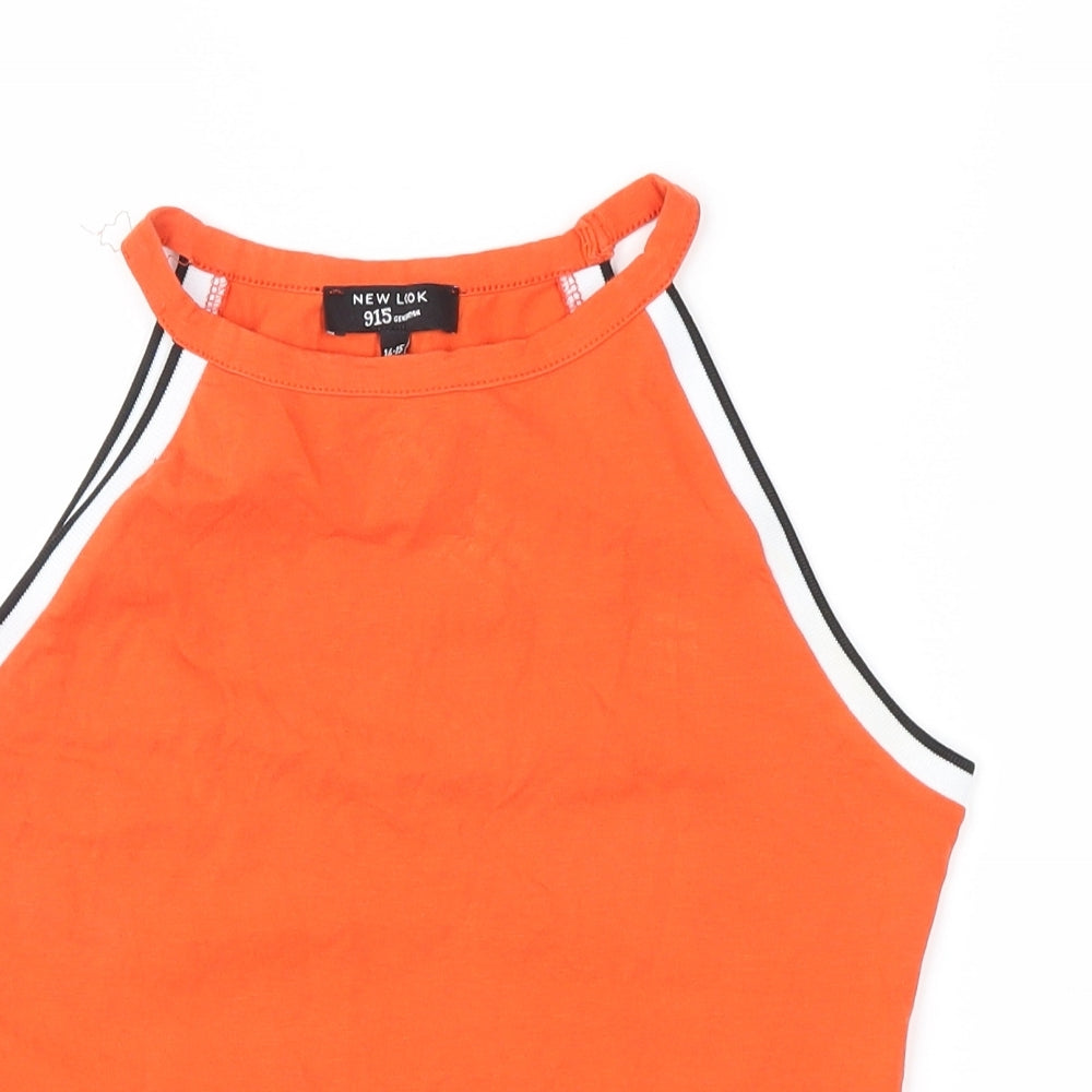 New Look Girls Orange Striped  Basic Tank Size 14-15 Years
