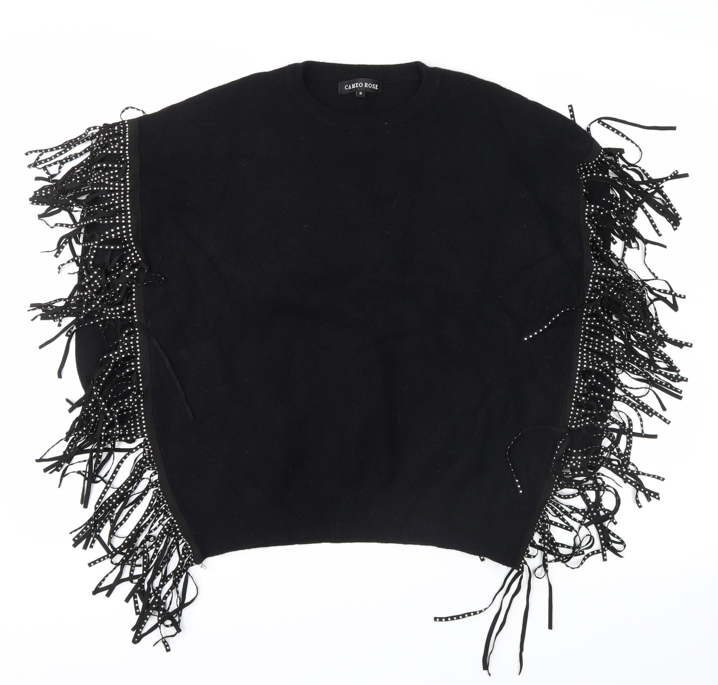 CAMEO ROSE Womens Black   Pullover Jumper Size S  - FRINGE