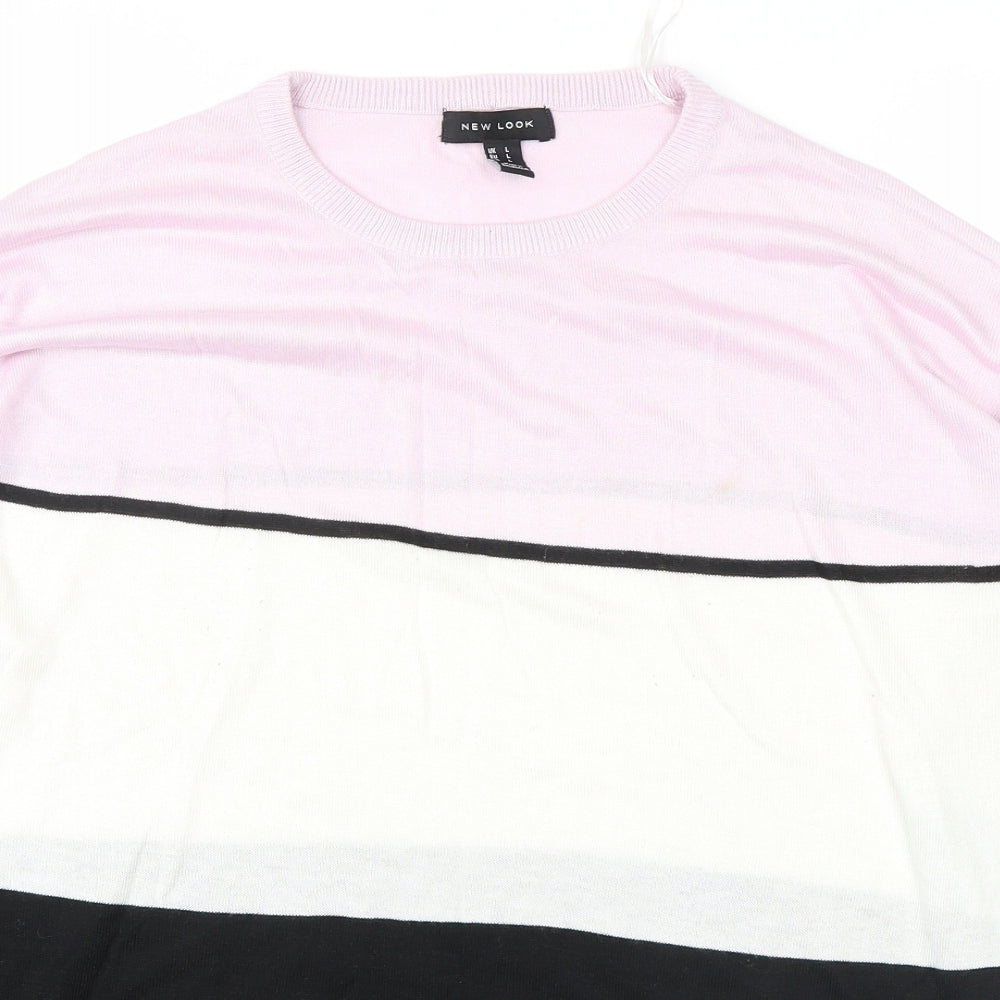 NEW LOOK  Womens Pink Striped  Pullover Jumper Size L