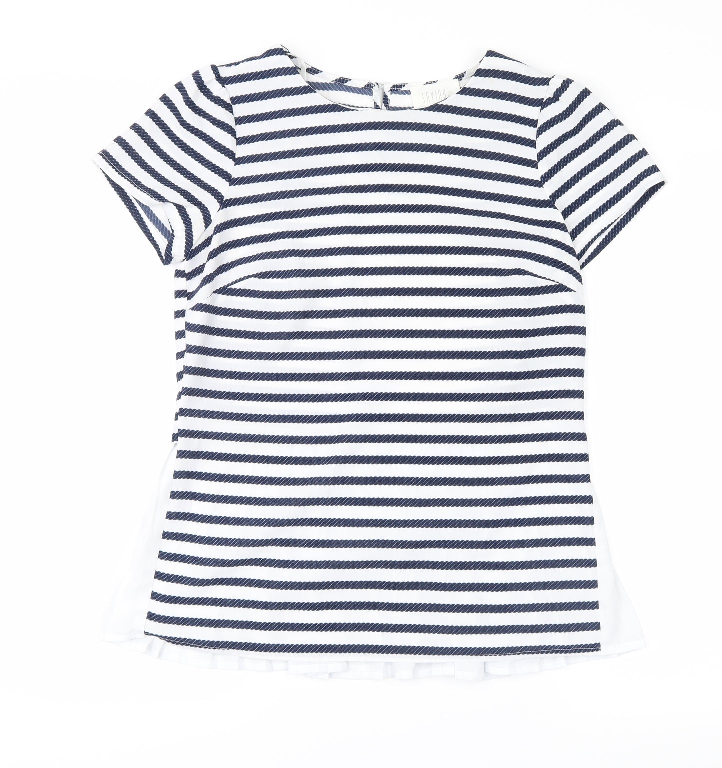 savida Womens Blue Striped  Basic T-Shirt Size 8