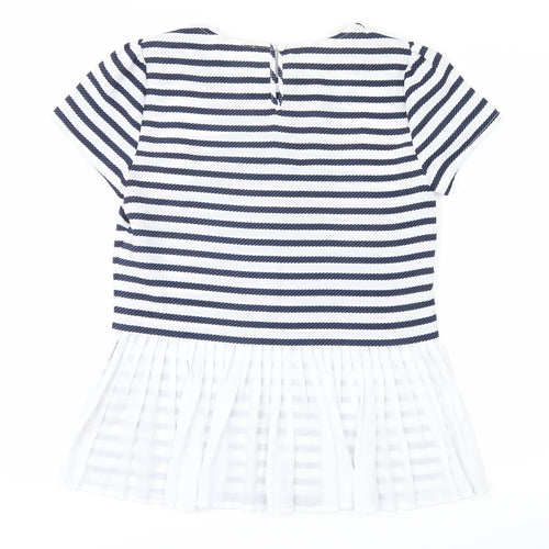 savida Womens Blue Striped  Basic T-Shirt Size 8