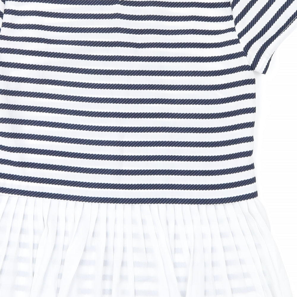 savida Womens Blue Striped  Basic T-Shirt Size 8